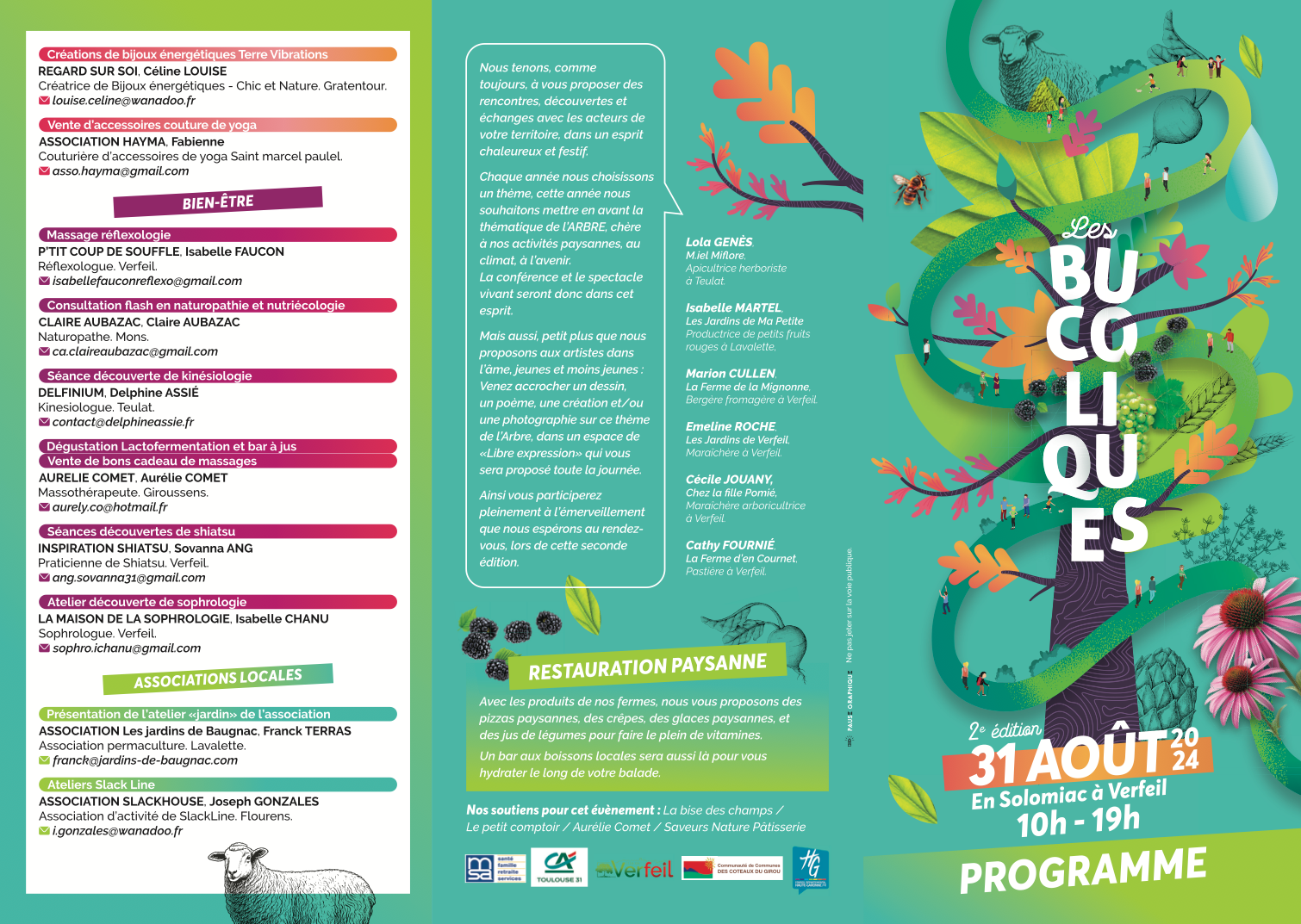 Les Bucoliques Saison 2 : Le Programme ! à Verfeil le 31 aout 2024 !